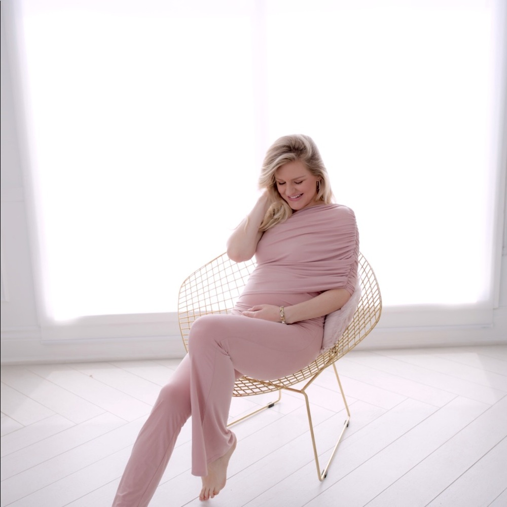 Queen Bee Maternity Stretchy one shoulder Jumpsuit